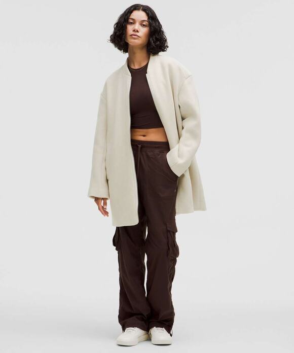 Lululemon Jackets & Blazers - Lululemon Relaxed-Fit Zip-Front Wool Coat Bone Size M NWT